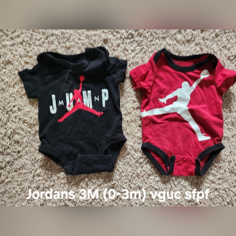 Black and Red Jumpman Baby Onesies